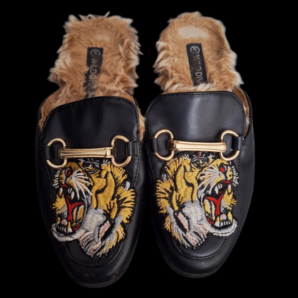 Wild Diva Lounge Fur-Lined Tiger Loafers